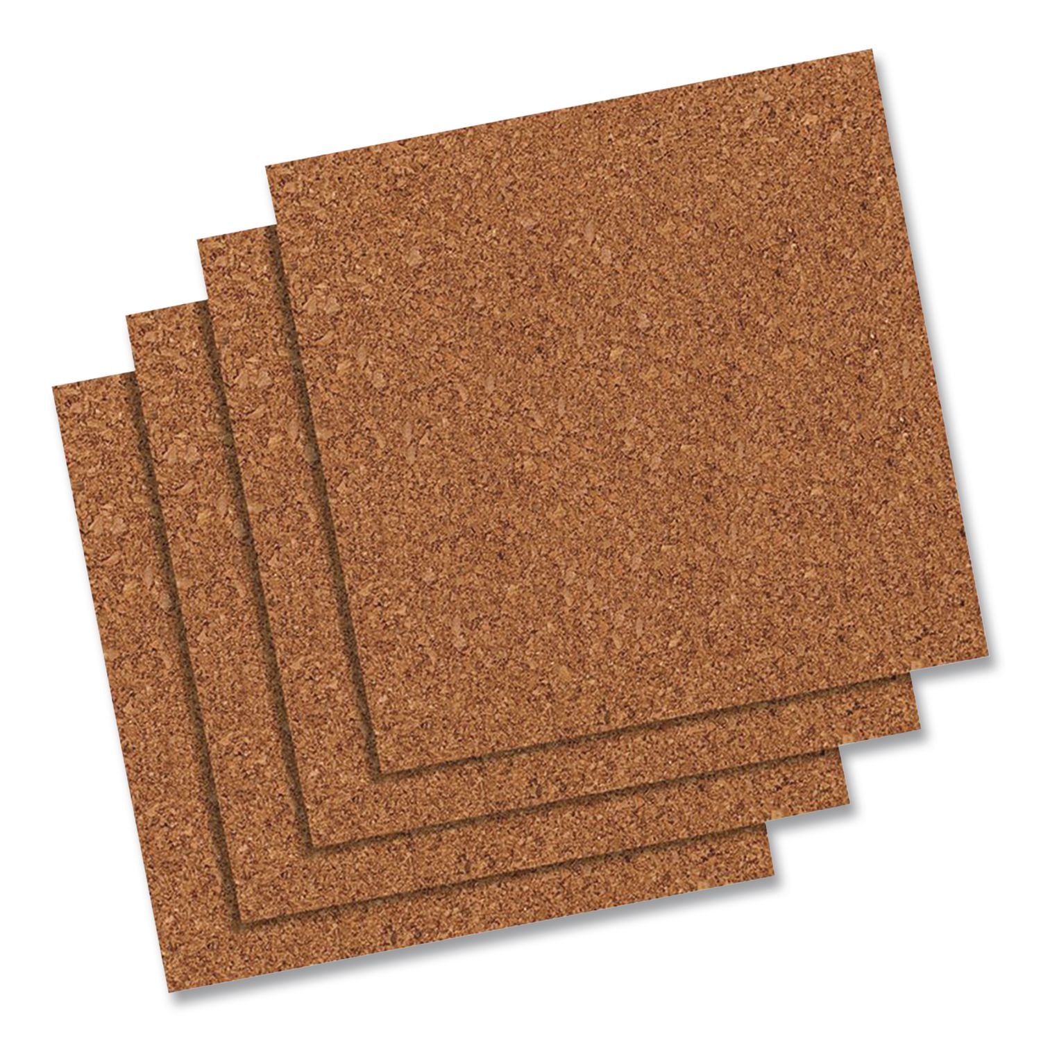 Quartet Frameless Modular Natural Cork Tiles - 12" Height x 12" Width - Brown Natural Cork Surface - Frameless, Durable, Self-healing - 4 / Pack