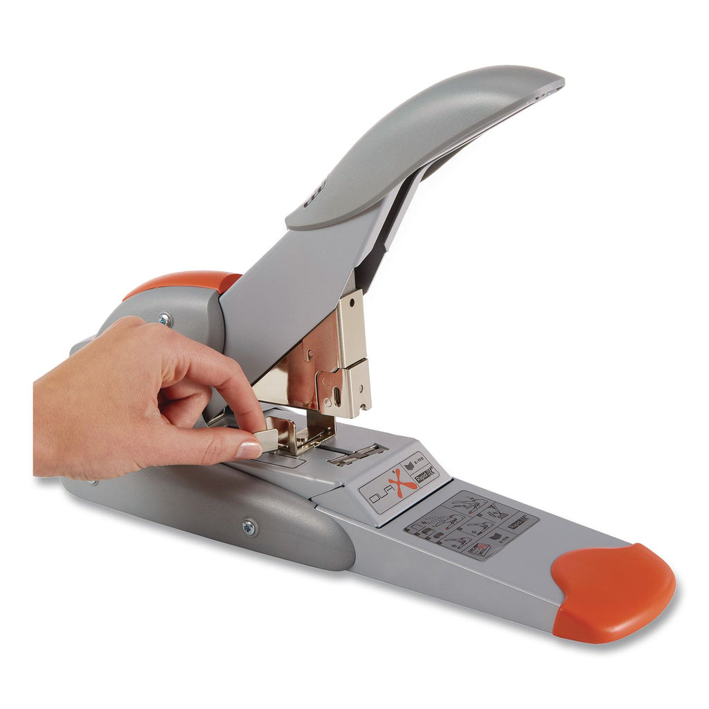 Rapid DUAX Heavy Duty Stapler - 170 Sheets Capacity - 400 Staple Capacity - Flat Clinch Stapling - Silver, Orange