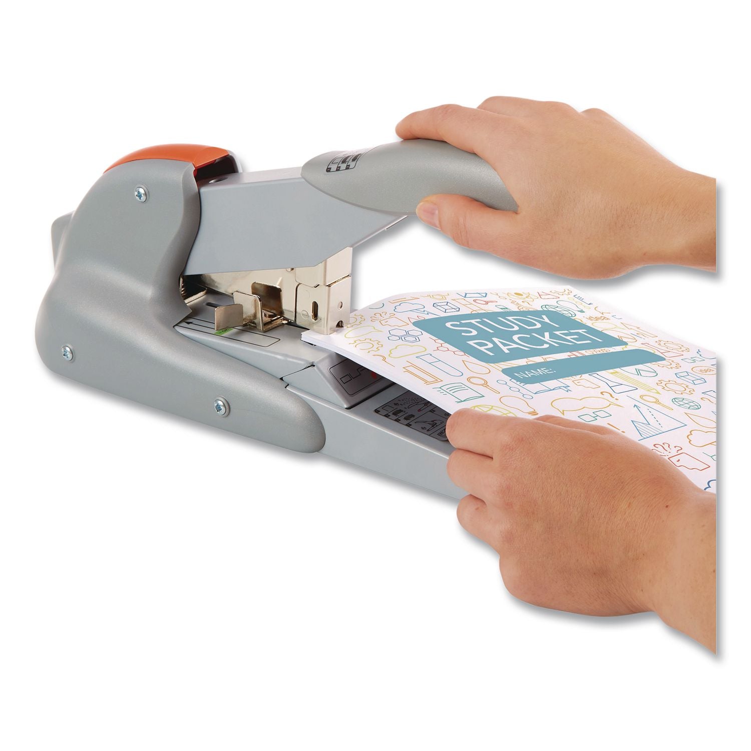Rapid DUAX Heavy Duty Stapler - 170 Sheets Capacity - 400 Staple Capacity - Flat Clinch Stapling - Silver, Orange