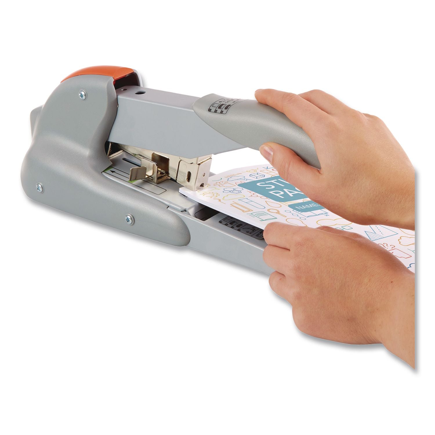 Rapid DUAX Heavy Duty Stapler - 170 Sheets Capacity - 400 Staple Capacity - Flat Clinch Stapling - Silver, Orange