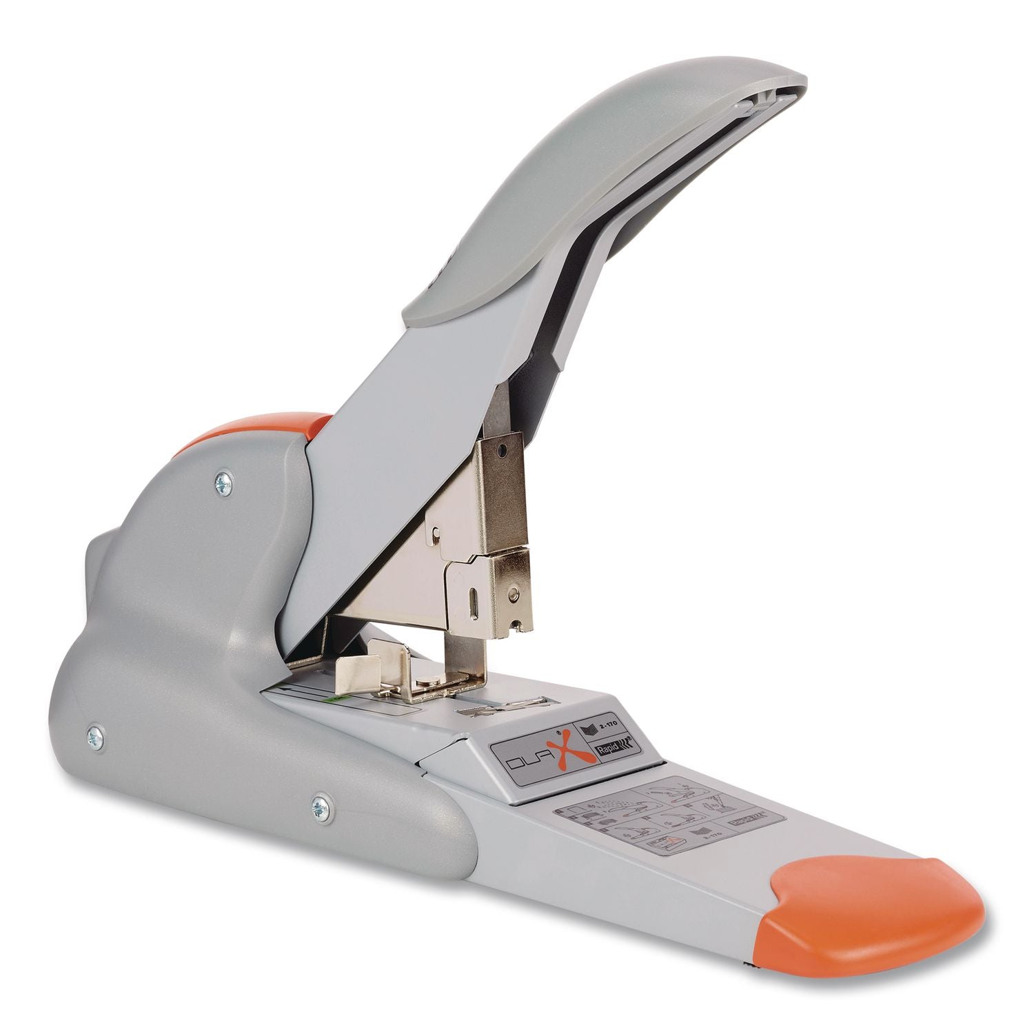 Rapid DUAX Heavy Duty Stapler - 170 Sheets Capacity - 400 Staple Capacity - Flat Clinch Stapling - Silver, Orange