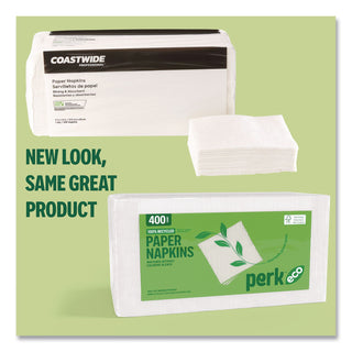 Eco-ID Recycled Luncheon Napkins, 1-Ply, 11.5 x 12.5, White, 400/Pack