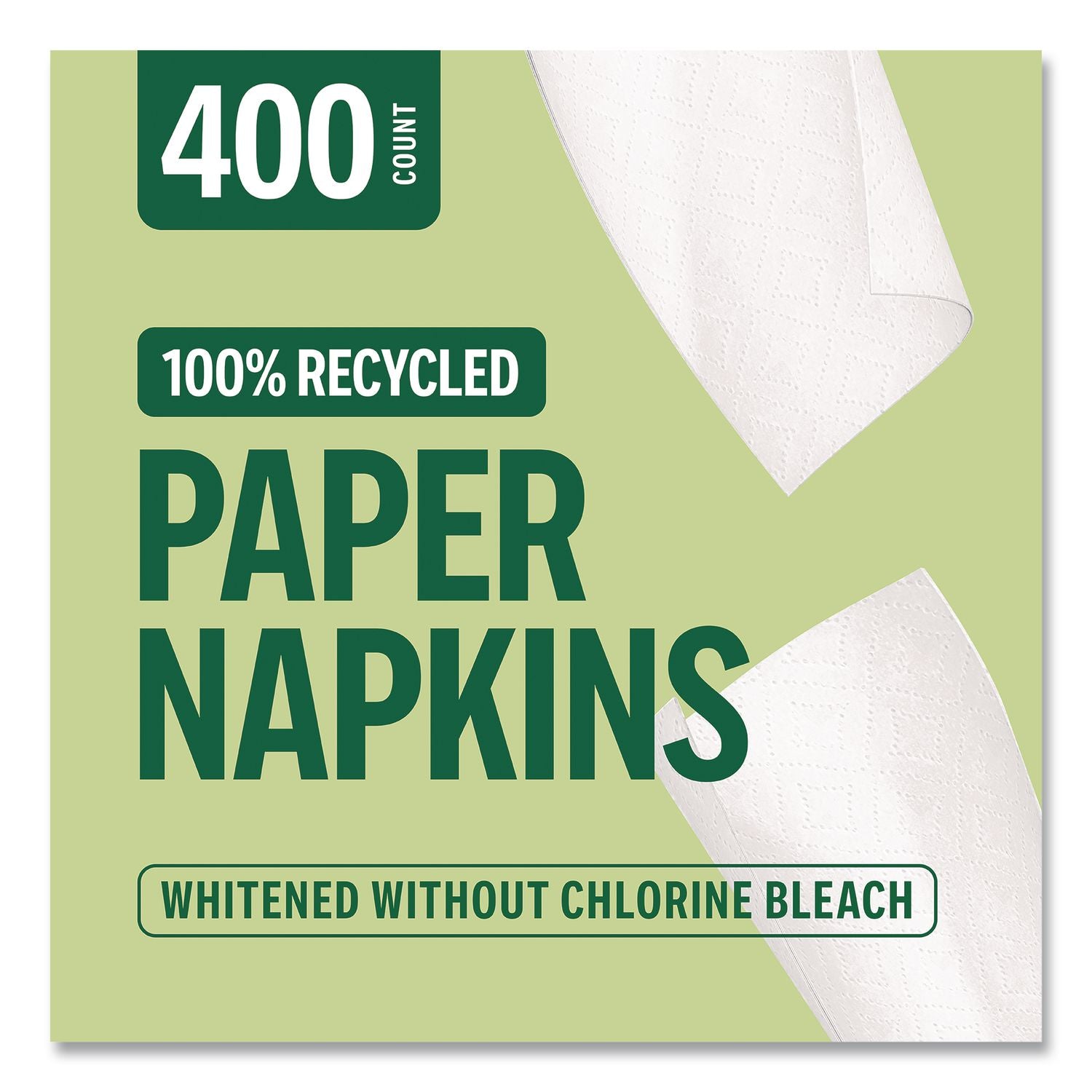 Eco-ID Recycled Luncheon Napkins, 1-Ply, 11.5 x 12.5, White, 400/Pack