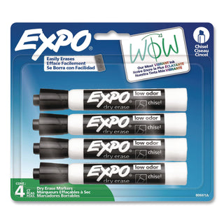 Expo Dry Erase Chisel Tip Markers - Chisel Marker Point Style - Black - 4 / Pack
