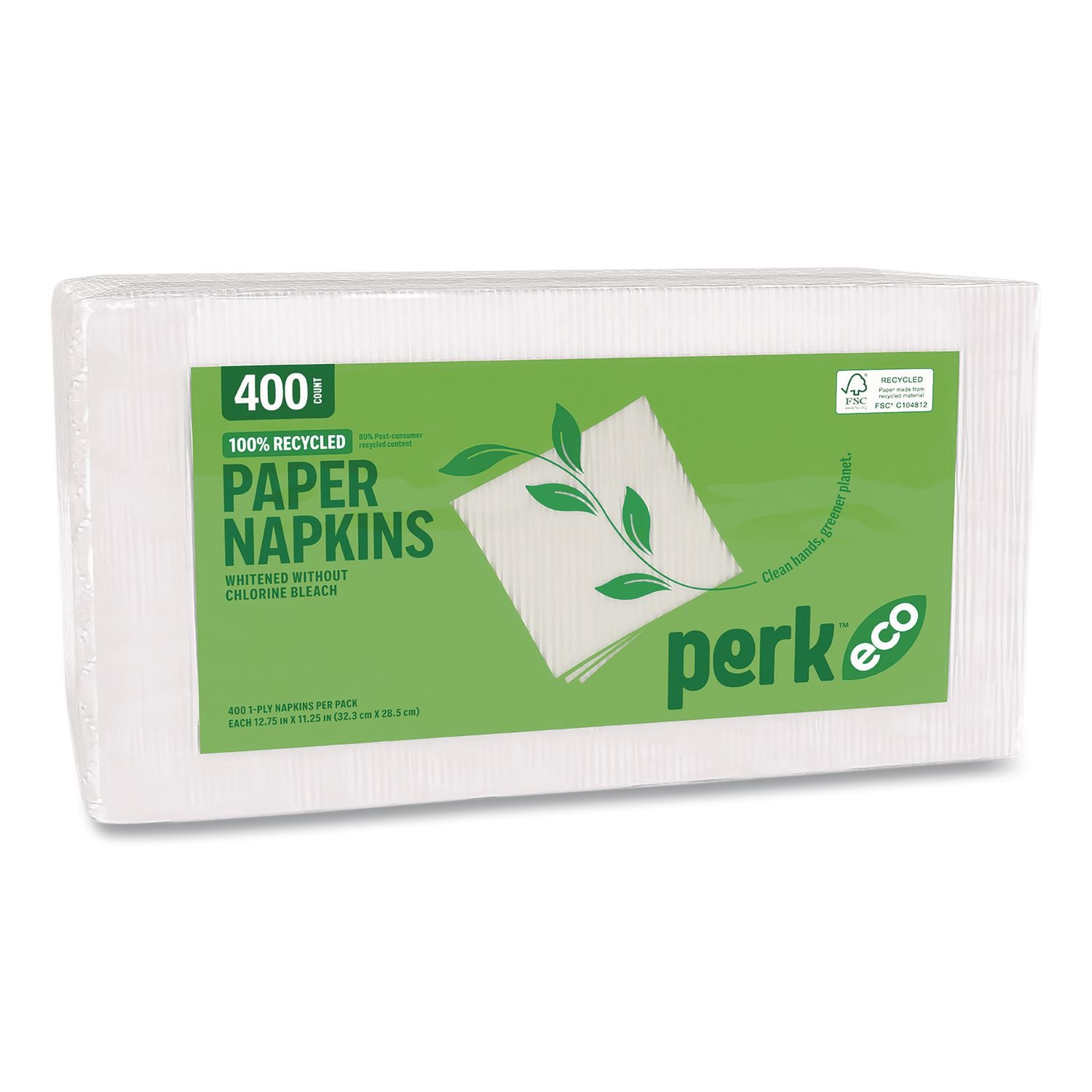 Eco-ID Recycled Luncheon Napkins, 1-Ply, 11.5 x 12.5, White, 400/Pack