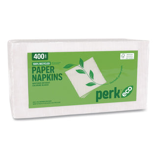 Eco-ID Recycled Luncheon Napkins, 1-Ply, 11.5 x 12.5, White, 400/Pack