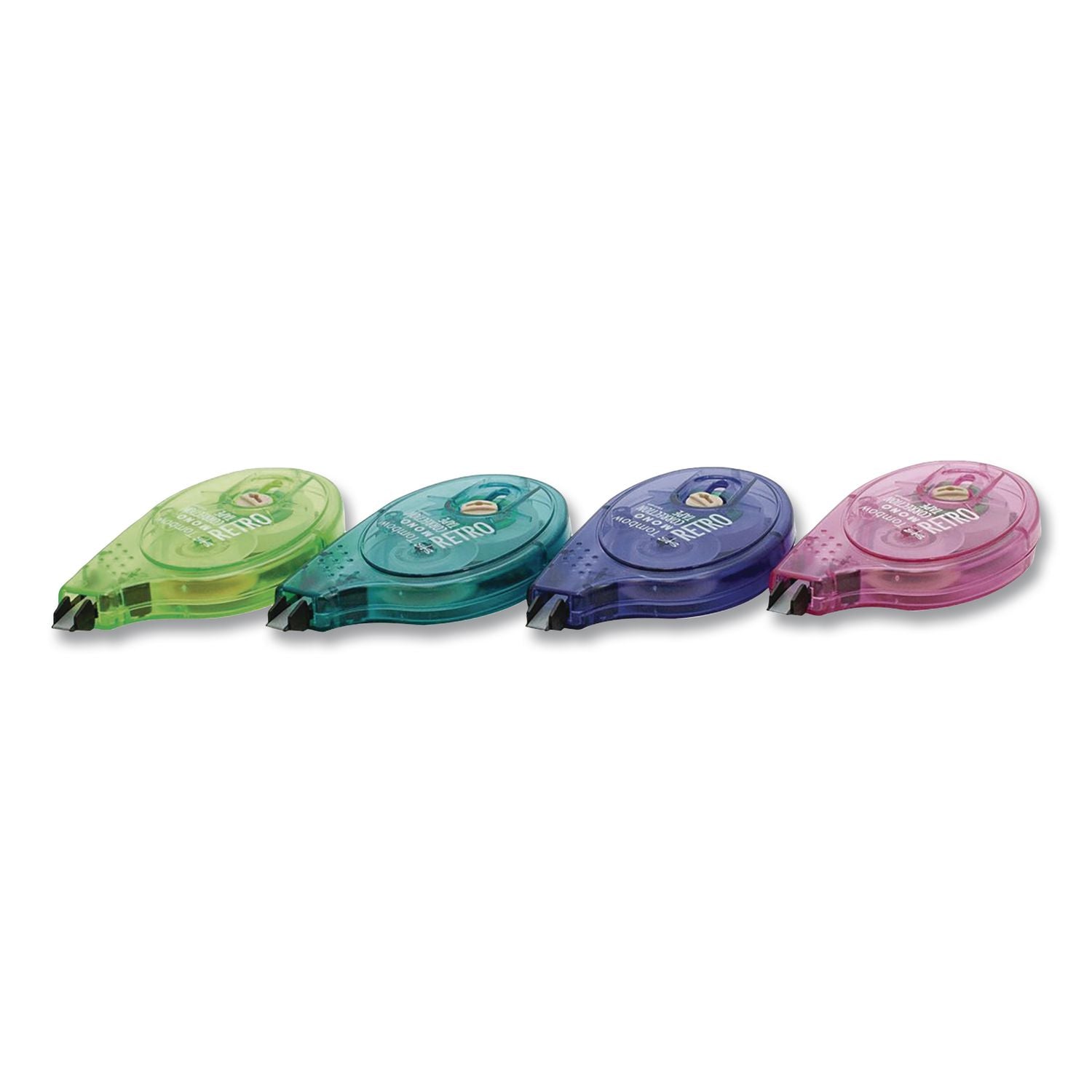 Tombow Single-line Bright Dispenser Correction Tapes - 0.16" Width x 32.83 ft Length - 1 Line(s) - White Tape - Ergonomic Assorted Dispenser - Acid-free, Non-refillable - 4 / Pack - Assorted