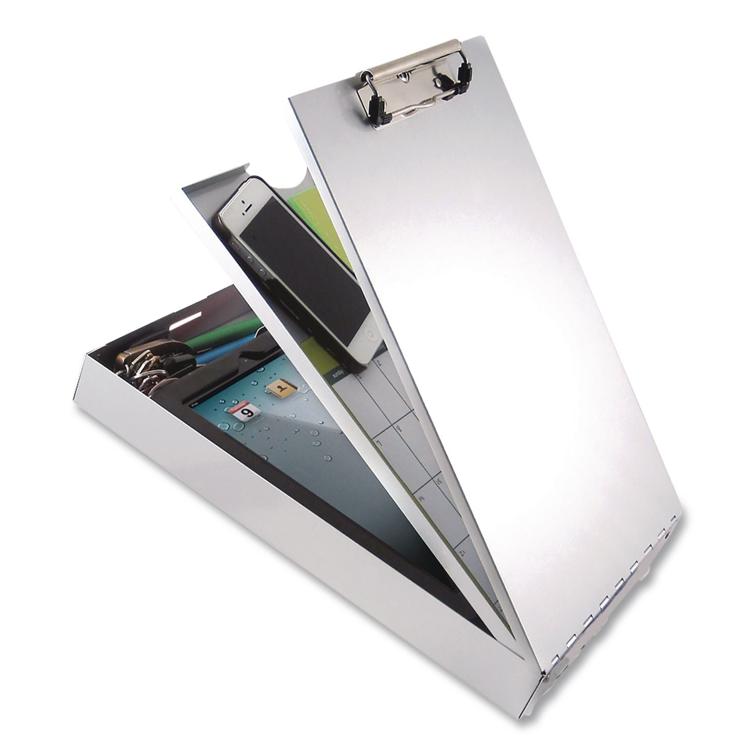 Saunders Cruiser-Mate II Storage Clipboard - 8 19/64" x 11 45/64" - Aluminum - Gray - 1 Each