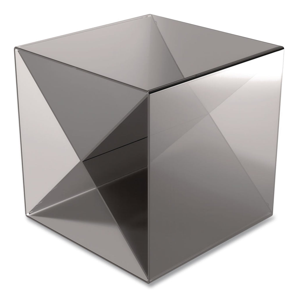 Plastic Cube-Shaped Desk Shelf, 4 Compartments, 6 x 6 x 6, Smoke