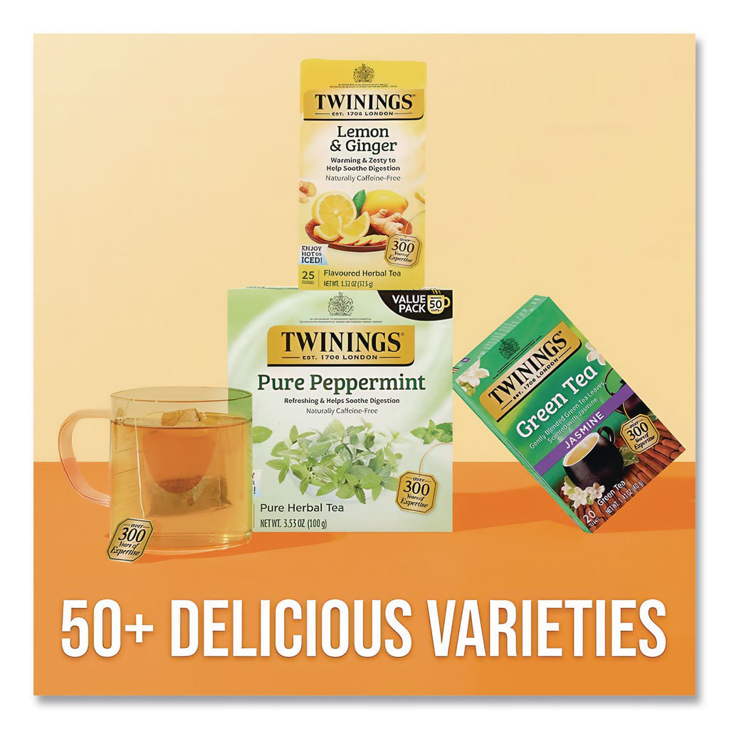 Tea Bags, Lemon and Ginger, 1.32 oz Tea Bag, 25 Tea Bags/Box