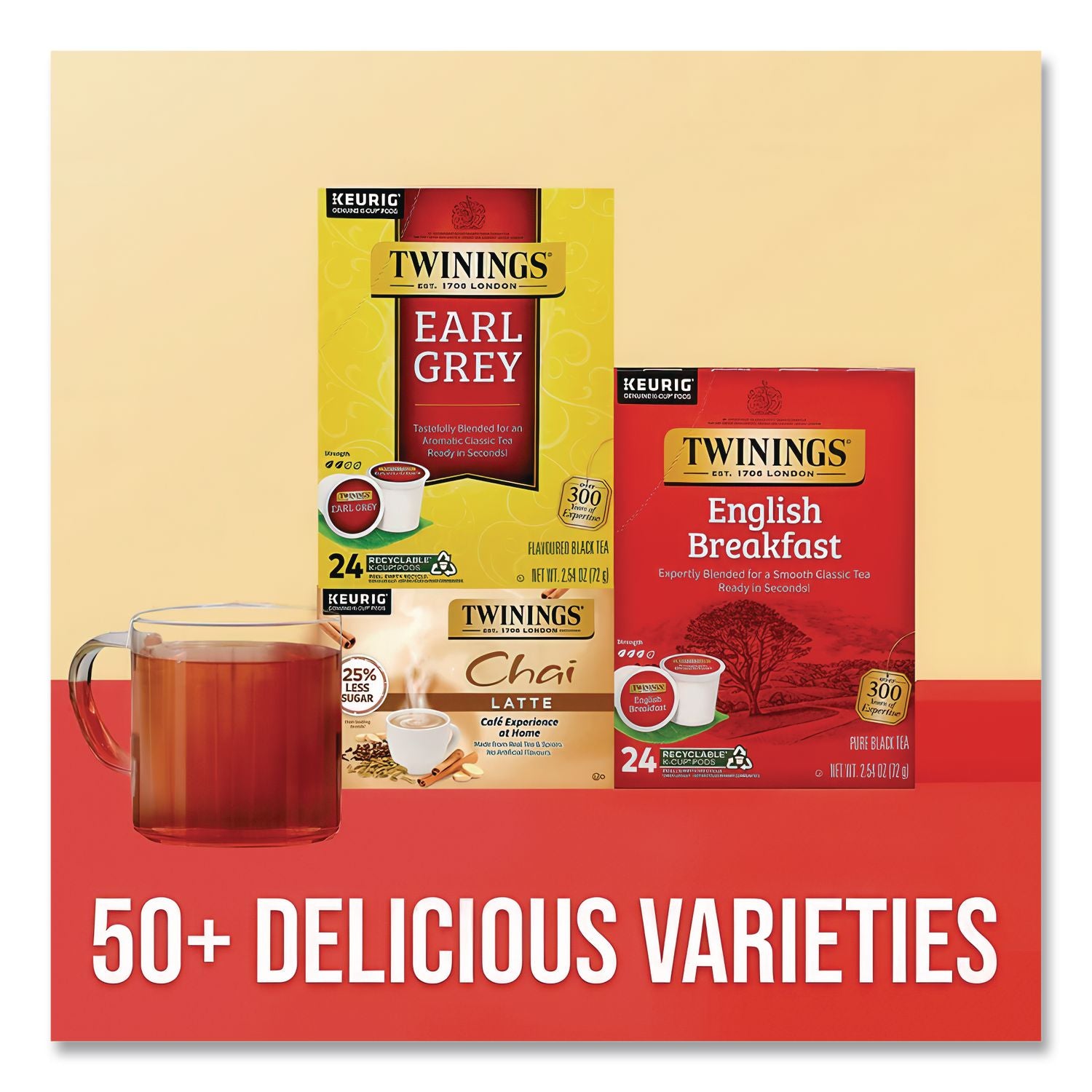 Tea K-Cups, Earl Grey, 0.11 oz K-Cups, 24/Box