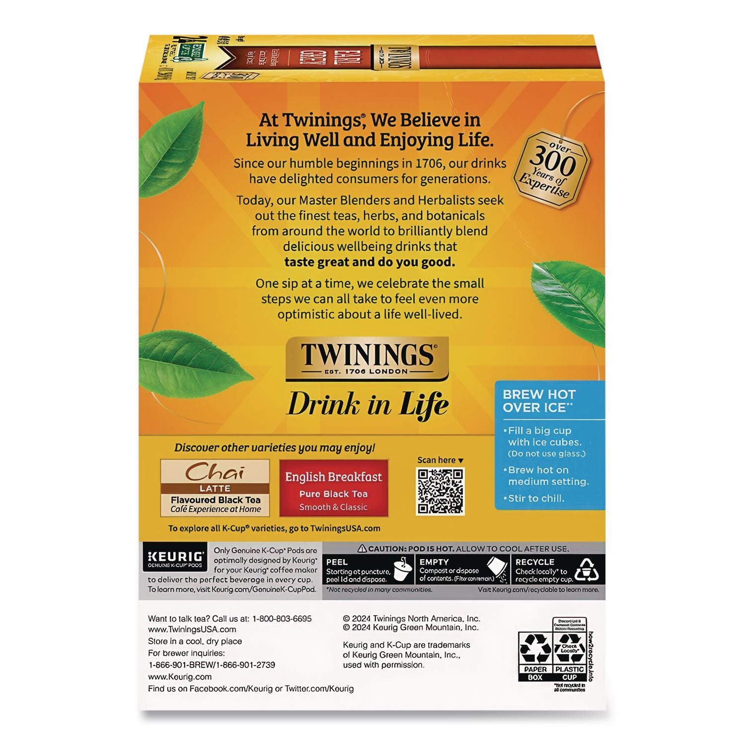 Tea K-Cups, Earl Grey, 0.11 oz K-Cups, 24/Box