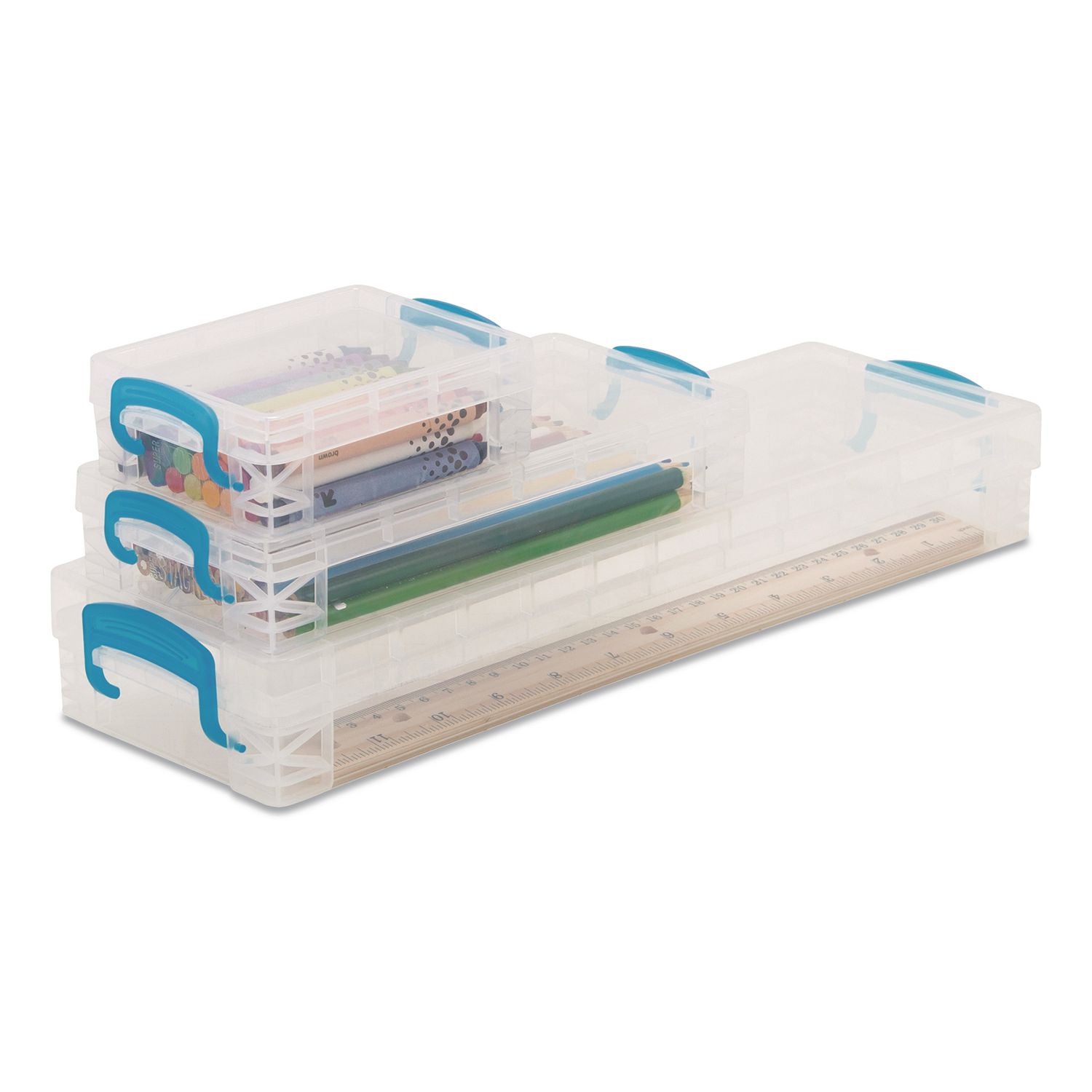 Advantus Super Stacker School Kit - Snap-tight Closure - Heavy Duty - Stackable - Plastic - Transparent - For Pen/Pencil, Marker, Crayon, Ruler, Office, School, Home, Paper Clip, Rubber Band, Craft Supplies, Storage, ... - 1 Each