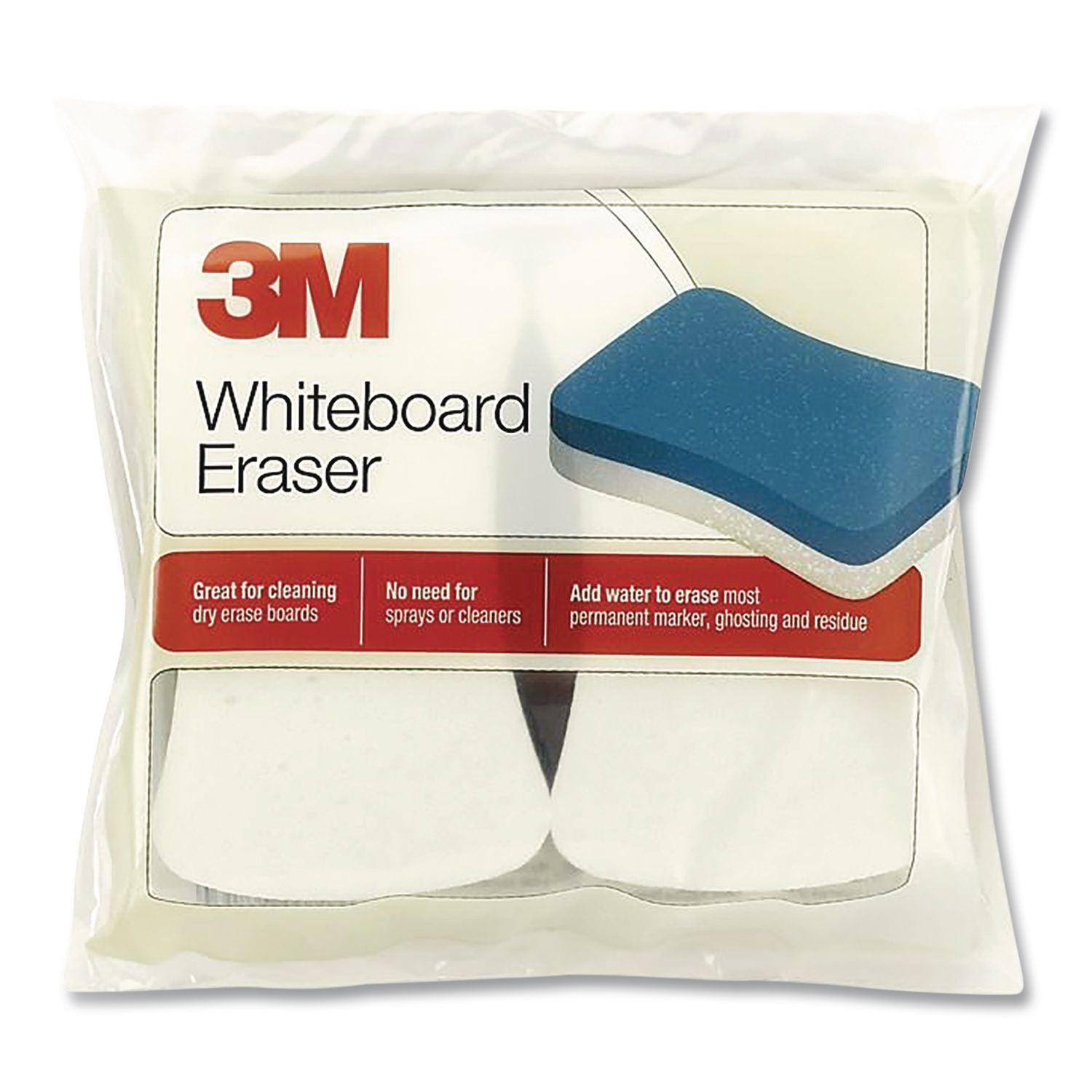 3M Whiteboard Erasers - White, Blue - 5" Width x 3" Height x - 2 / Pack