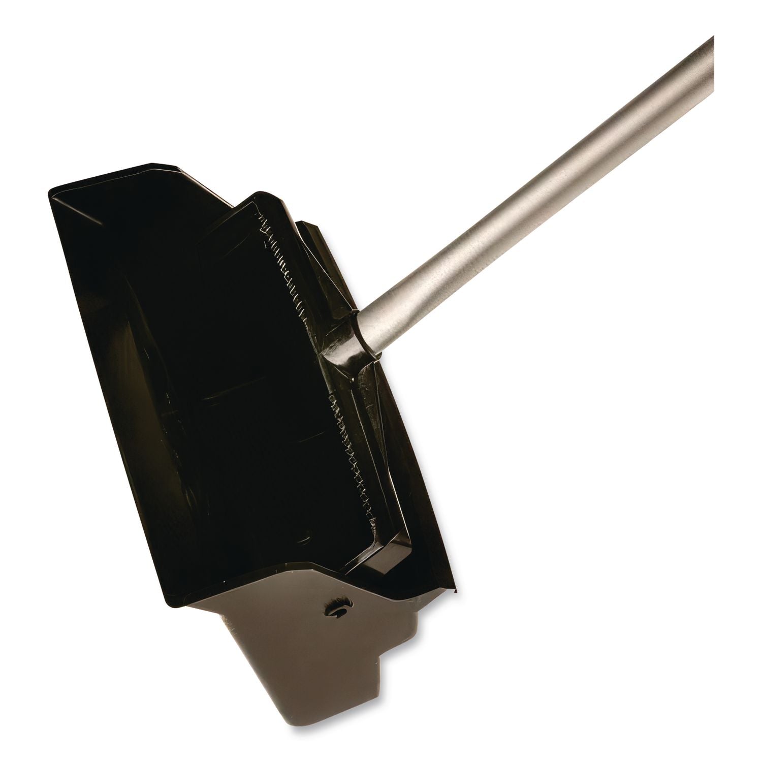 Telescopic Ergo Dust Pan with Broom, 12" Wide, 34" to 44" Pan, 47" to 57" Broom, Metal/Vinyl/Cotton, Black/Silver/Red