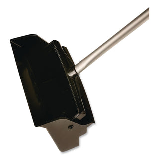 Telescopic Ergo Dust Pan with Broom, 12" Wide, 34" to 44" Pan, 47" to 57" Broom, Metal/Vinyl/Cotton, Black/Silver/Red
