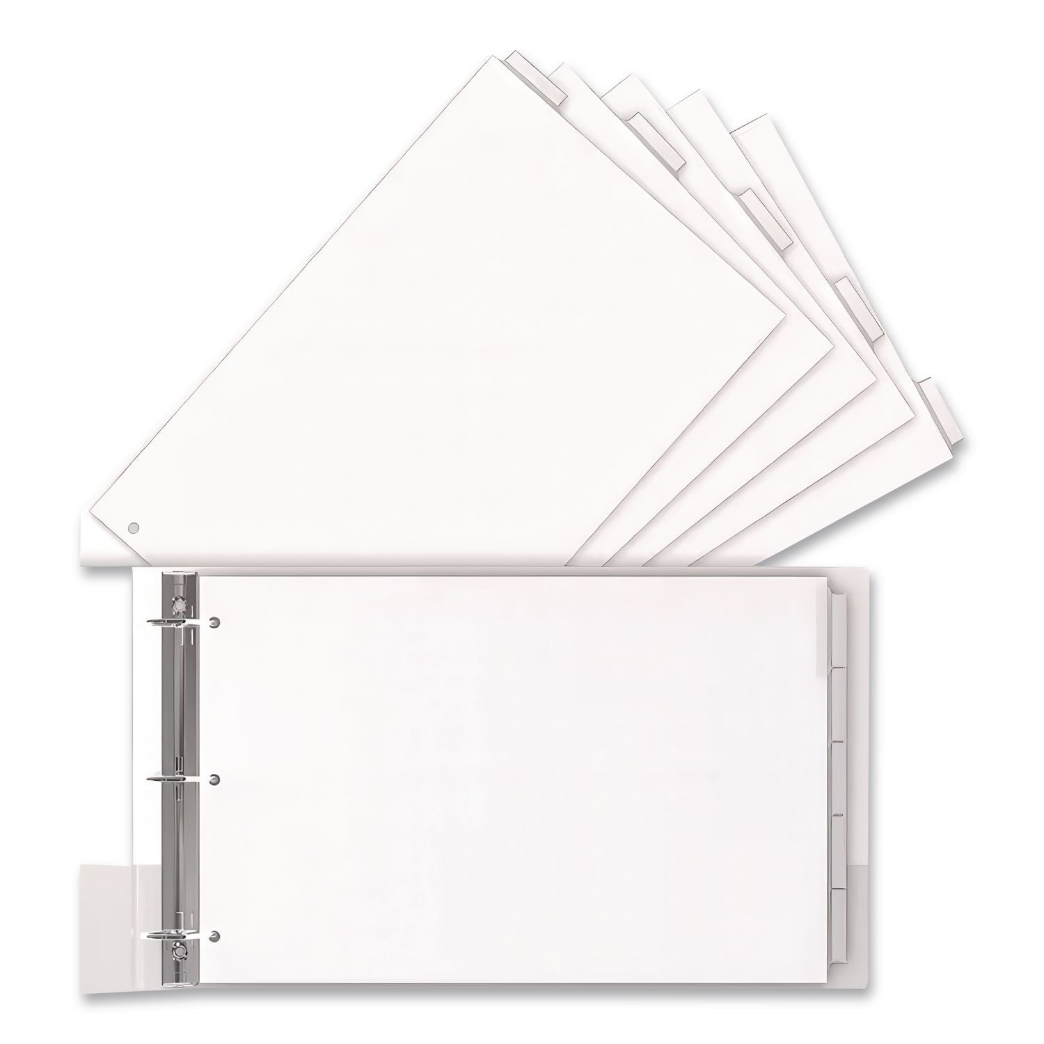 EasyFit 5-Tab Legal Size Index Dividers - 5 x Divider(s) - 5 Tab(s) - 5 Tab(s)/Set - 8.5" Divider Width x 14" Divider Length - Legal - 3 Hole Punched - White Divider - Clear Plastic Tab(s) - Recycled - Hole Reinforcement, Punched - 5 / Set