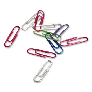 Officemate Translucent Vinyl Paper Clips - No. 2 - 600 / Box - Blue, Purple, Green, Red, Silver - Vinyl