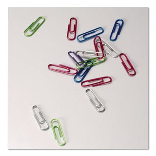 Officemate Translucent Vinyl Paper Clips - No. 2 - 600 / Box - Blue, Purple, Green, Red, Silver - Vinyl