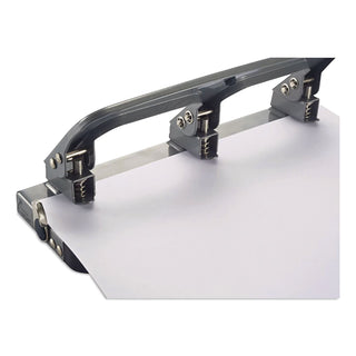 Officemate Deluxe 3-Hole Punch - 3 Punch Head(s) - 20 Sheet of 20lb Paper - 9/32" Punch Size - Silver