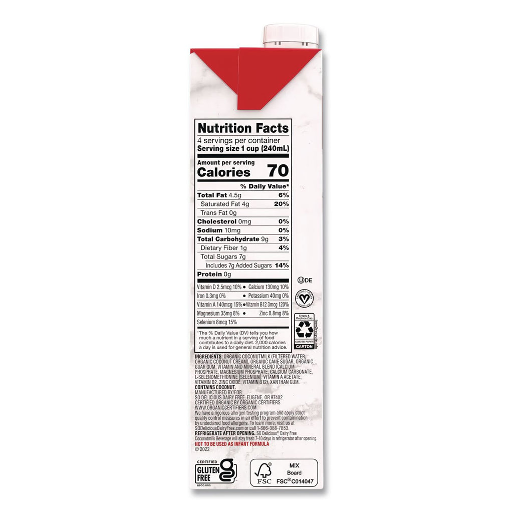 Coconut Milk, Original, 32 oz Aseptic Box