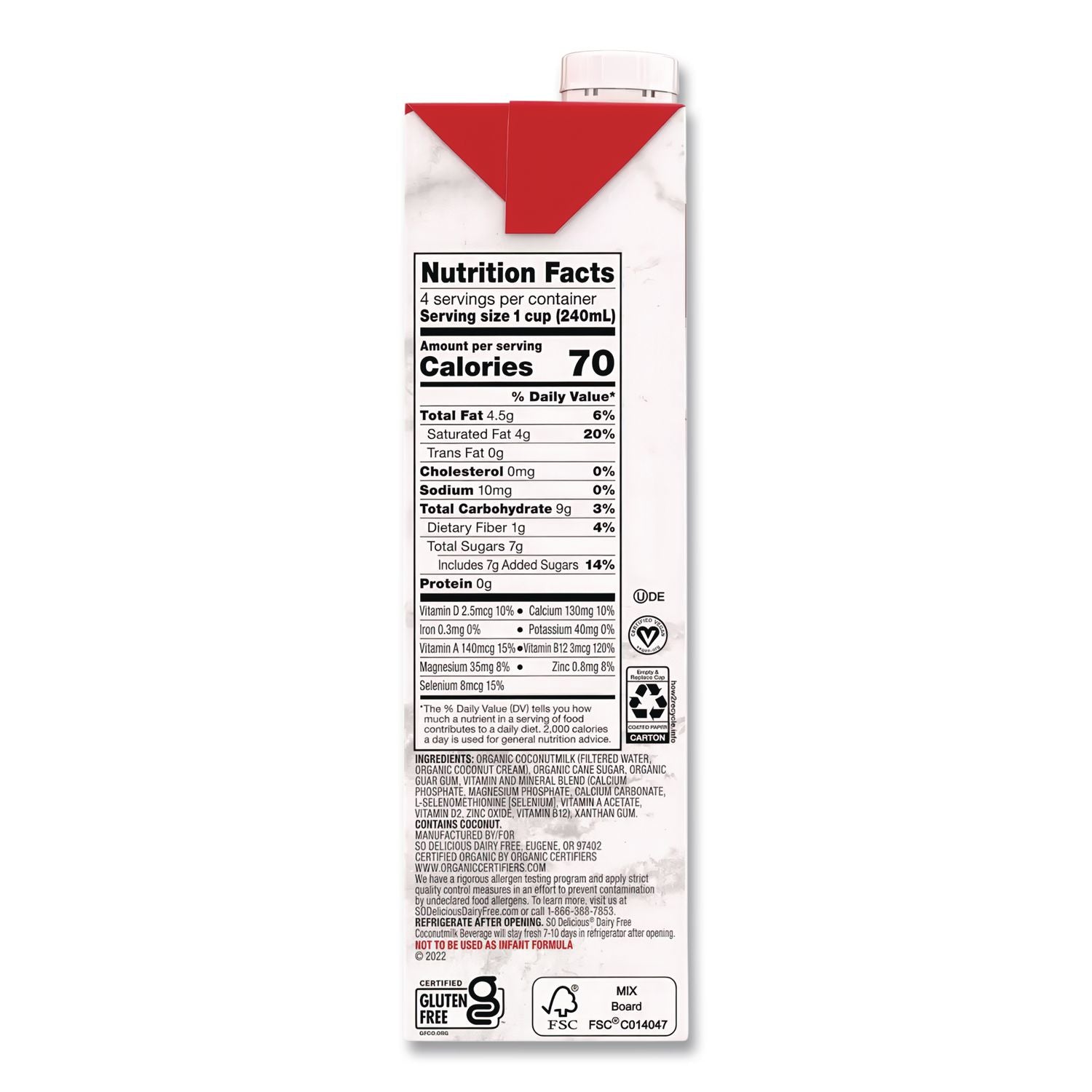 Coconut Milk, Original, 32 oz Aseptic Box