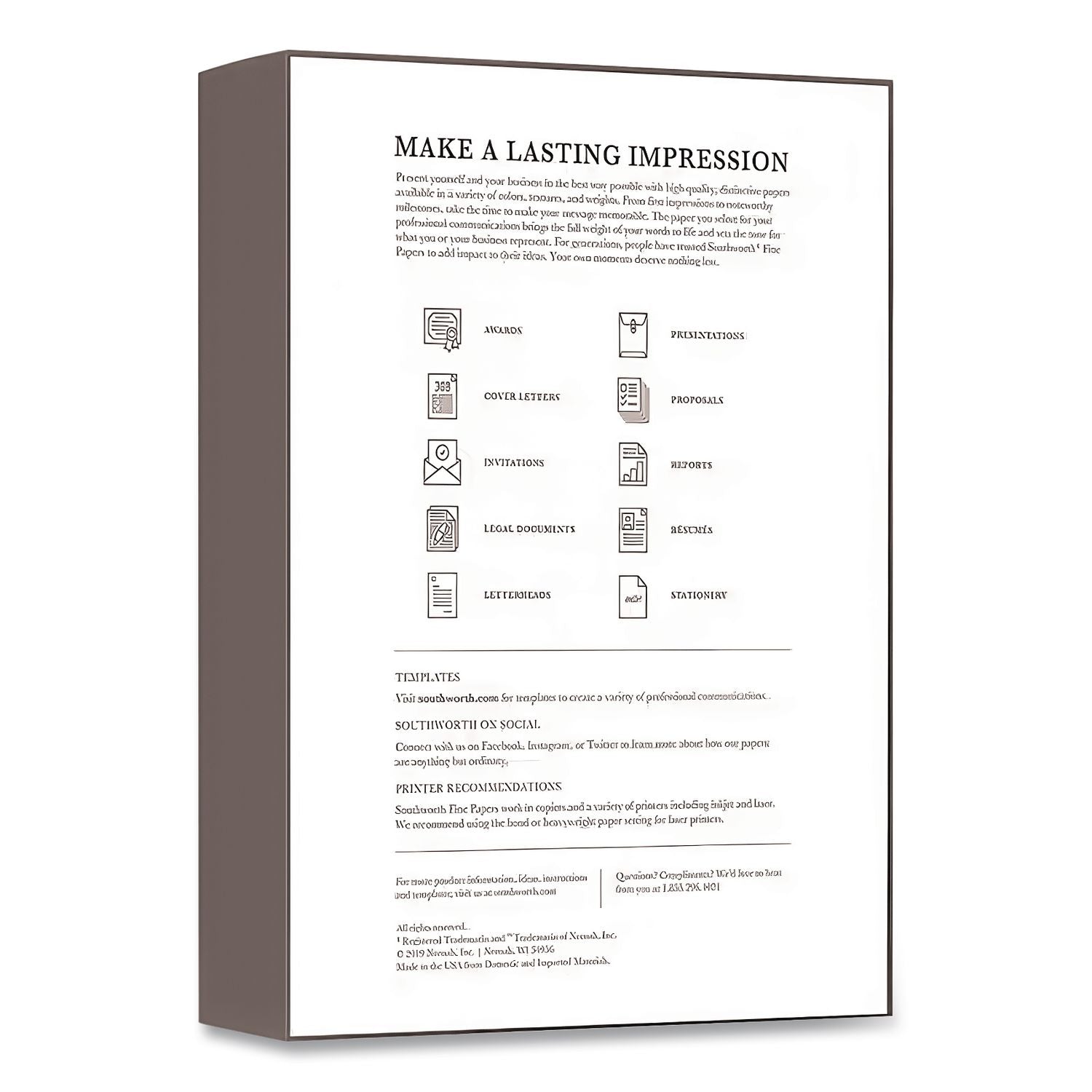 100% Cotton Business Paper, 95 Bright, 24 lb Bond Weight, 8.5 x 11, White, 500/Box