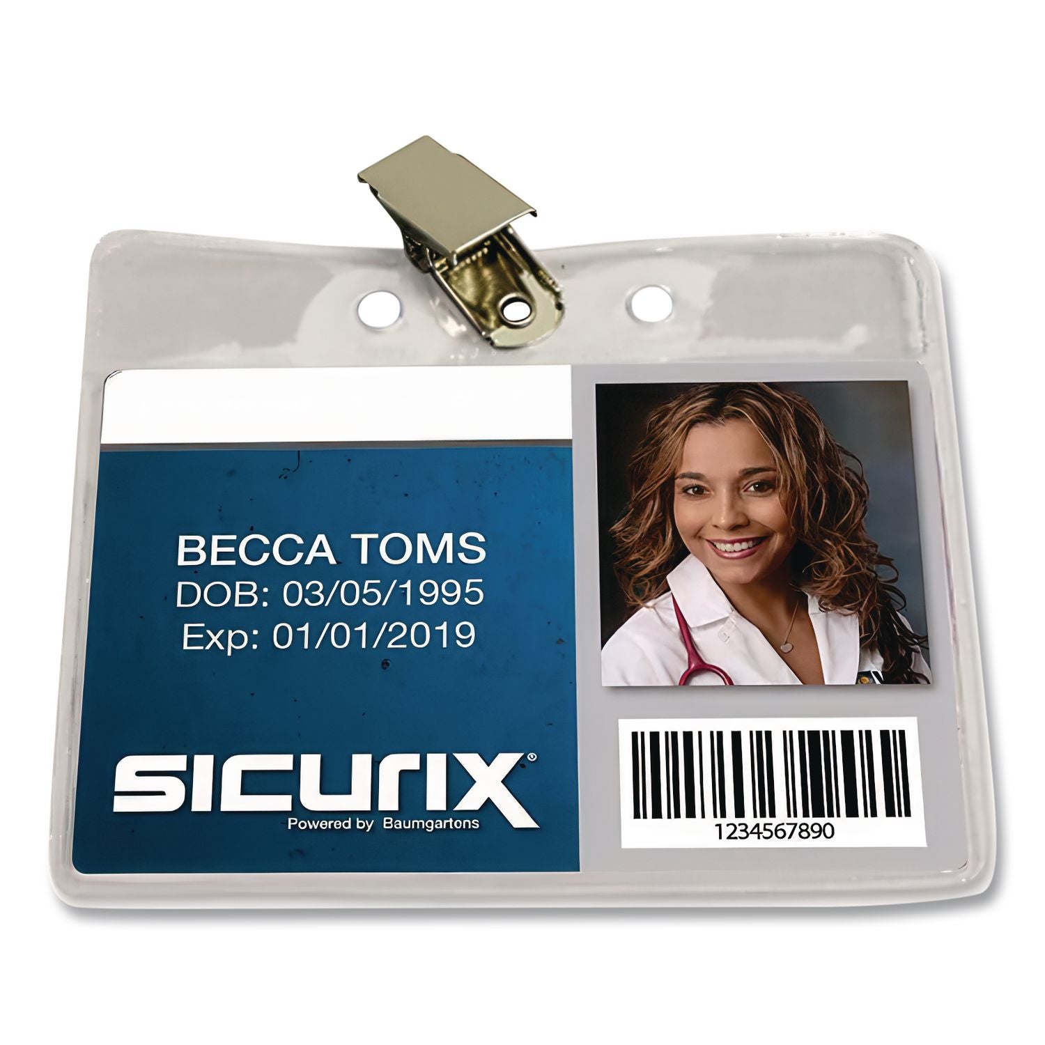 SICURIX Badge Holder, Horizontal, 3 x 4, Clear, 50/Pack