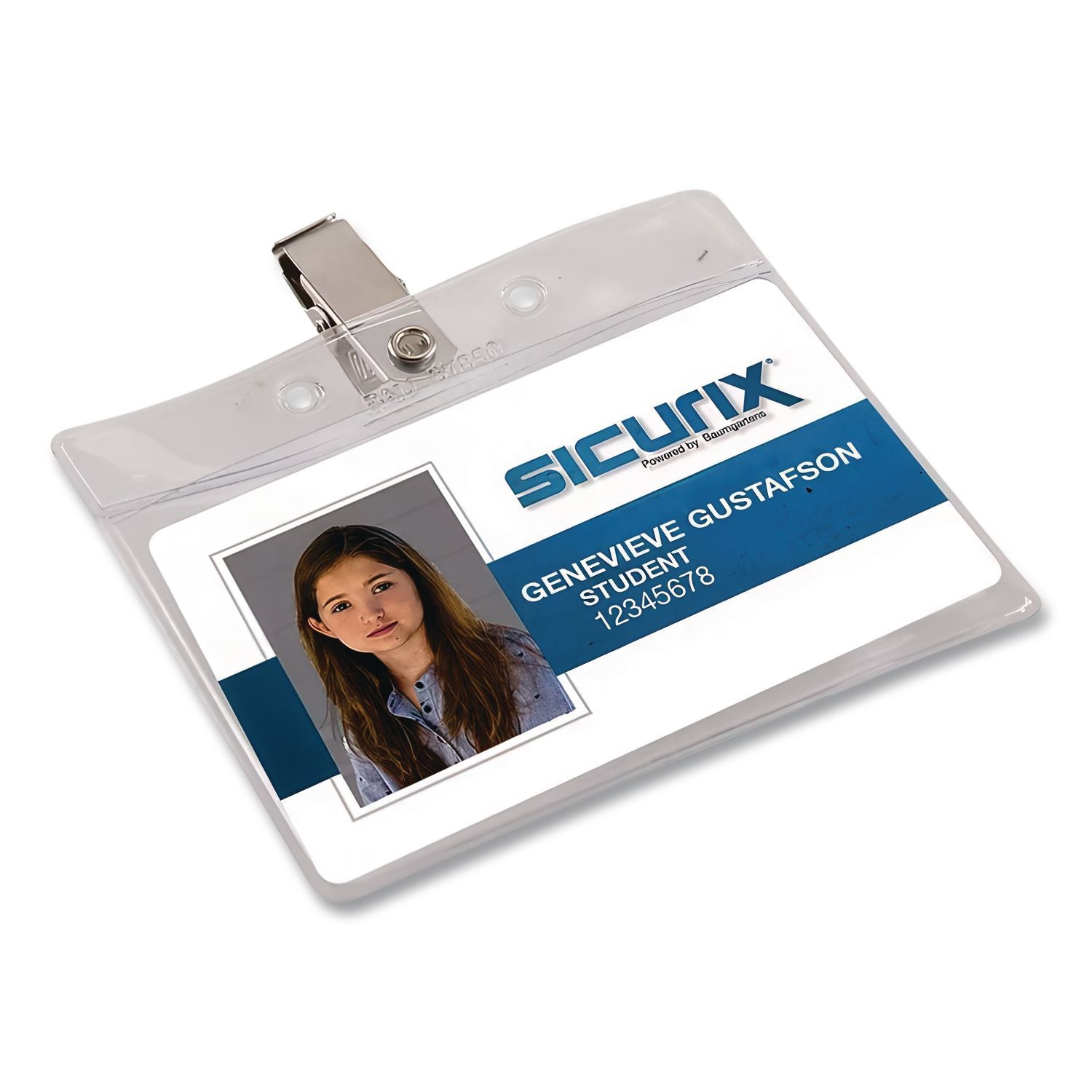 SICURIX Badge Holder, Horizontal, 2.5 x 3.5, Clear, 50/Box
