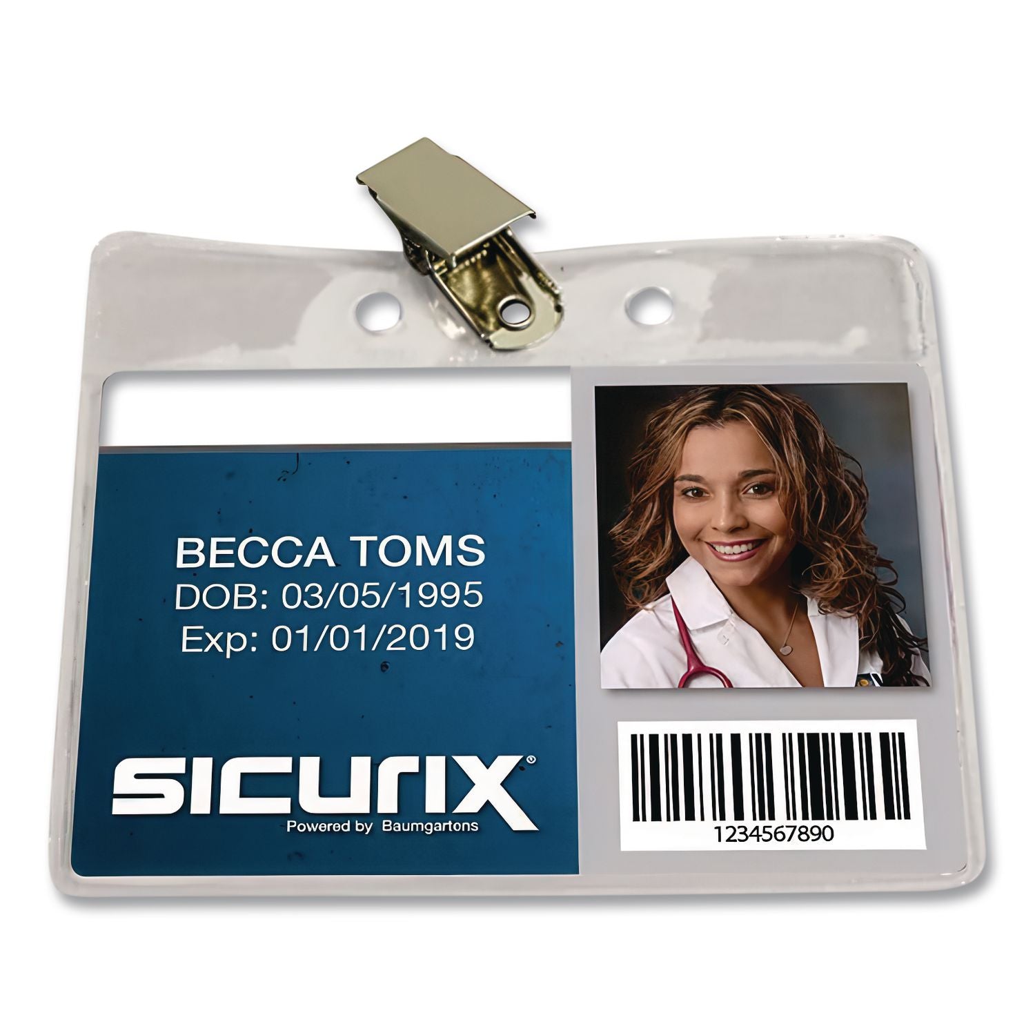 SICURIX Badge Holder, Horizontal, 2.5 x 3.5, Clear, 50/Box