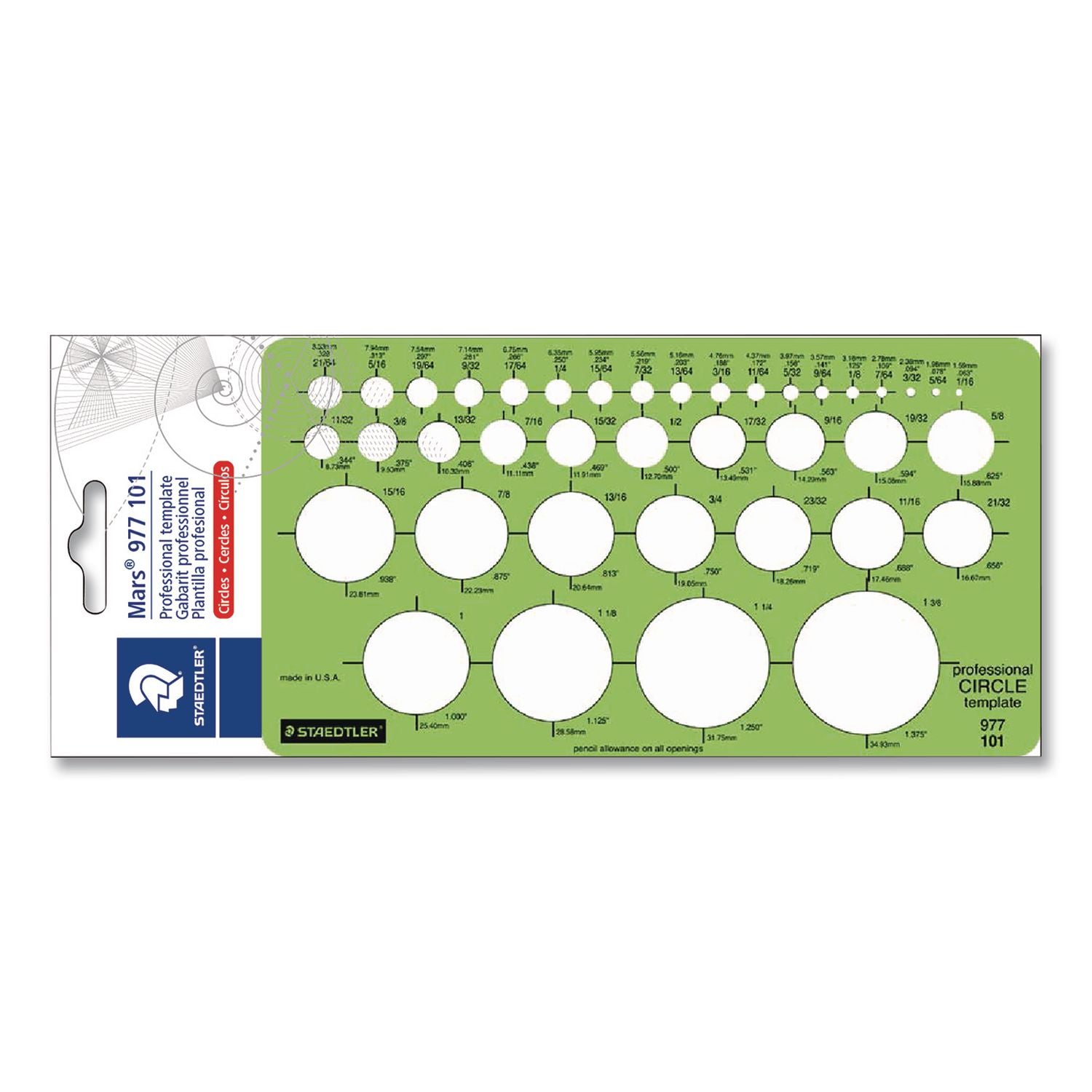 Templates, 39 Circles, 4 x 7.25, Green