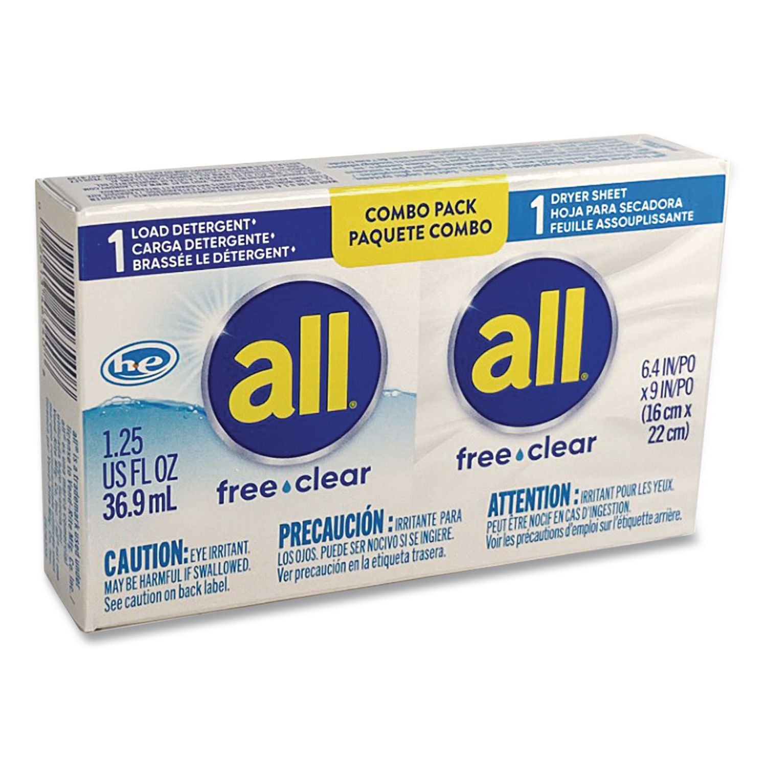 Free Clear HE Liquid Laundry Detergent/Dryer Sheet Dual Vend Pack, 100/Ctn
