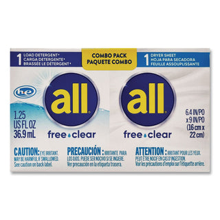 Free Clear HE Liquid Laundry Detergent/Dryer Sheet Dual Vend Pack, 100/Ctn