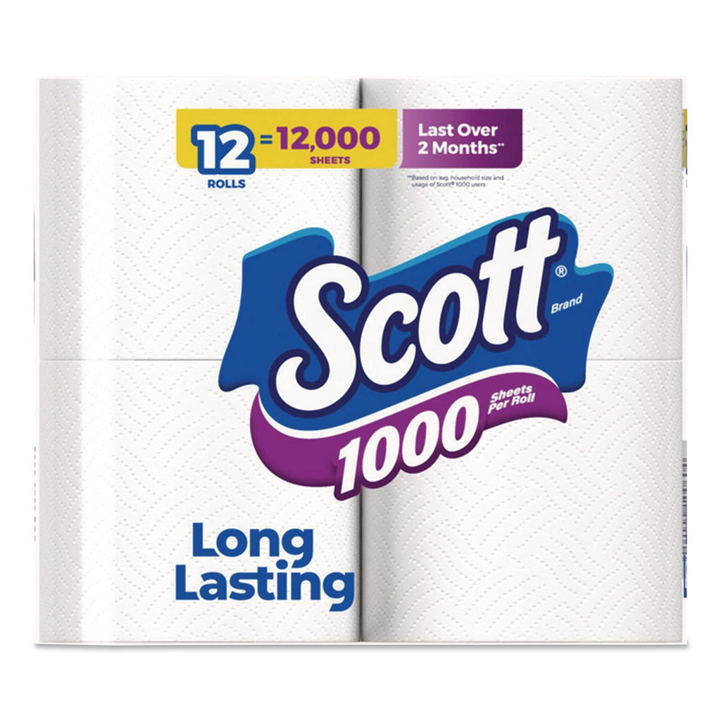 Toilet Paper, Septic Safe, 1-Ply, White, 1,000 Sheets/Roll, 12 Rolls/Pack, 4 Pack/Carton