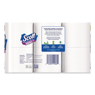 Toilet Paper, Septic Safe, 1-Ply, White, 1,000 Sheets/Roll, 12 Rolls/Pack, 4 Pack/Carton