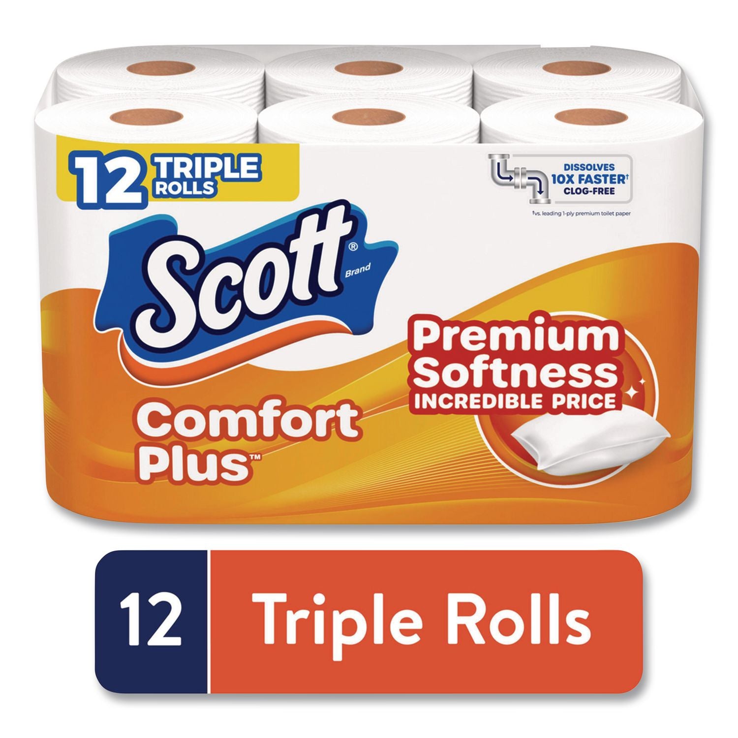 ComfortPlus Toilet Paper, Double Roll, Bath Tissue, Septic Safe, 1-Ply, White, 231 Sheets/Roll, 12 Rolls/Pack, 4 Packs/Carton