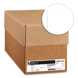 Exact Index Paper - 94 Brightness - 8 1/2" x 11" - 90 lb Basis Weight - Smooth - 4 / Carton - Durable, Acid-free - White