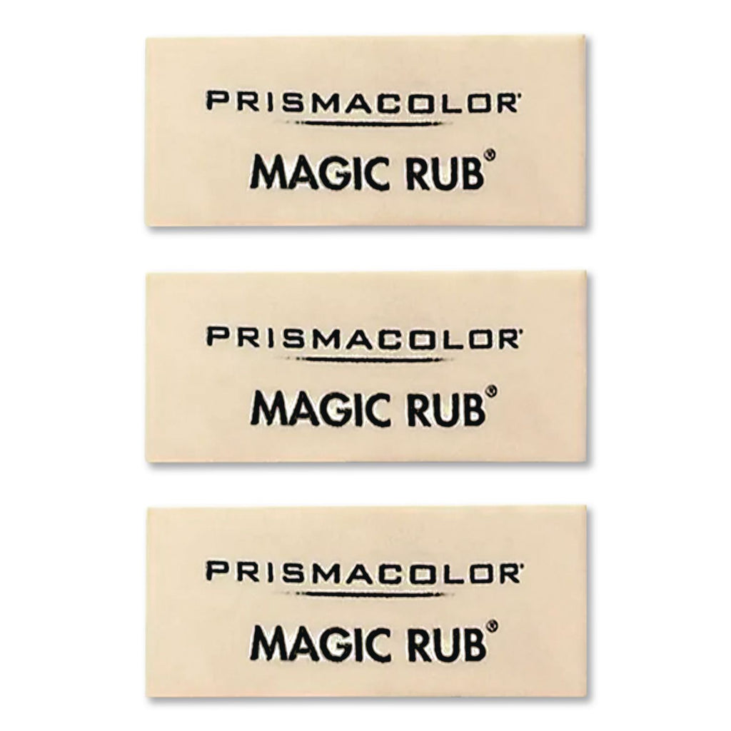 MAGIC RUB Eraser, For Pencil/Ink Marks, Rectangular Block, Medium, Off White, 3/Pack