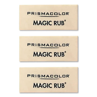 MAGIC RUB Eraser, For Pencil/Ink Marks, Rectangular Block, Medium, Off White, 3/Pack