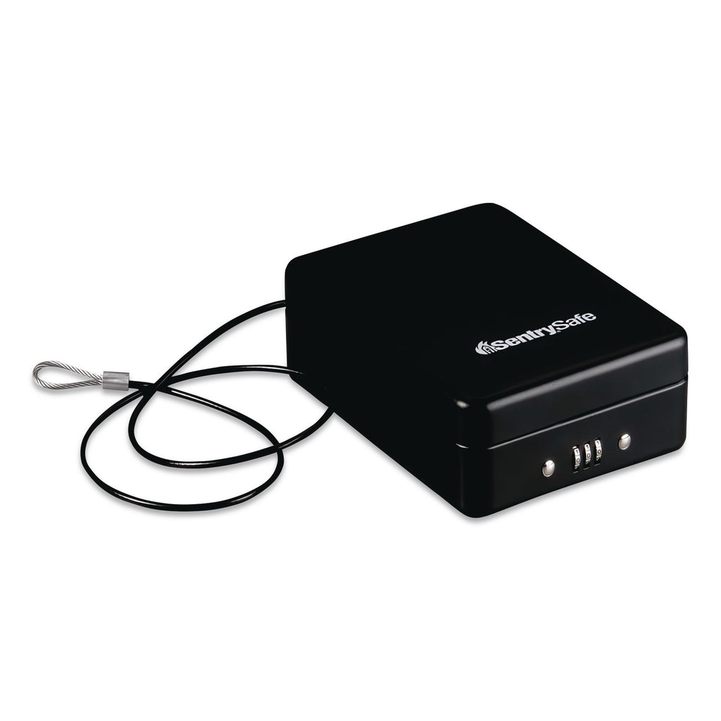 P005C Portable Combination-Lock Security Safe, 0.05 cu ft, 5.9 x 8 x 2.6, Black
