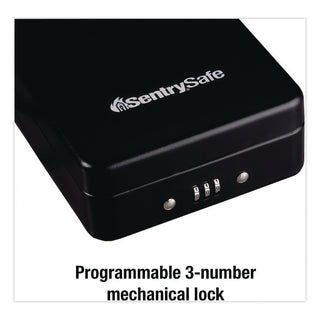 P005C Portable Combination-Lock Security Safe, 0.05 cu ft, 5.9 x 8 x 2.6, Black