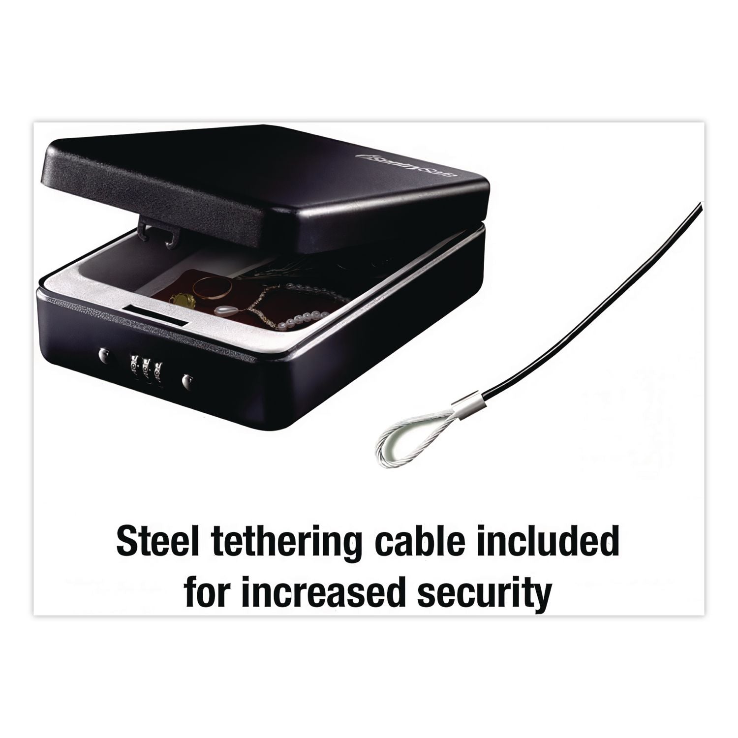 P005C Portable Combination-Lock Security Safe, 0.05 cu ft, 5.9 x 8 x 2.6, Black