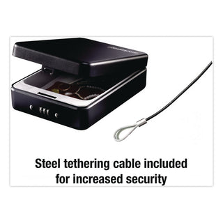 P005C Portable Combination-Lock Security Safe, 0.05 cu ft, 5.9 x 8 x 2.6, Black