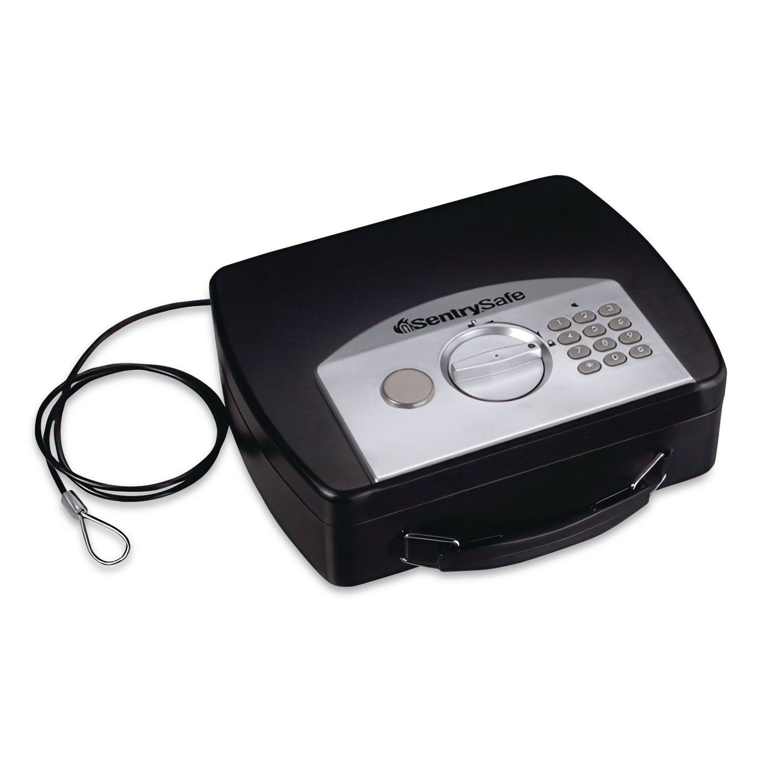 P008E Portable Electronic Security Safe, 0.08 cu ft, 10 x 7.9 x 2.9, Black/Silver