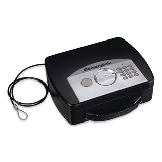 P008E Portable Electronic Security Safe, 0.08 cu ft, 10 x 7.9 x 2.9, Black/Silver