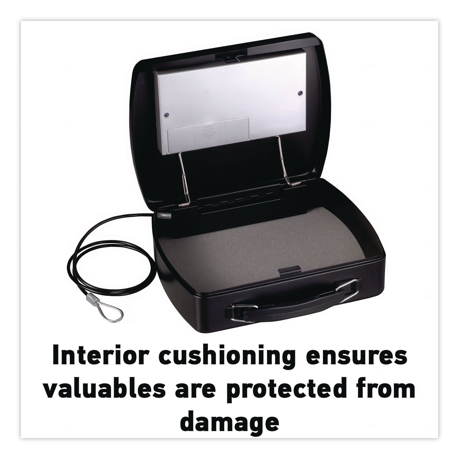 P008E Portable Electronic Security Safe, 0.08 cu ft, 10 x 7.9 x 2.9, Black/Silver