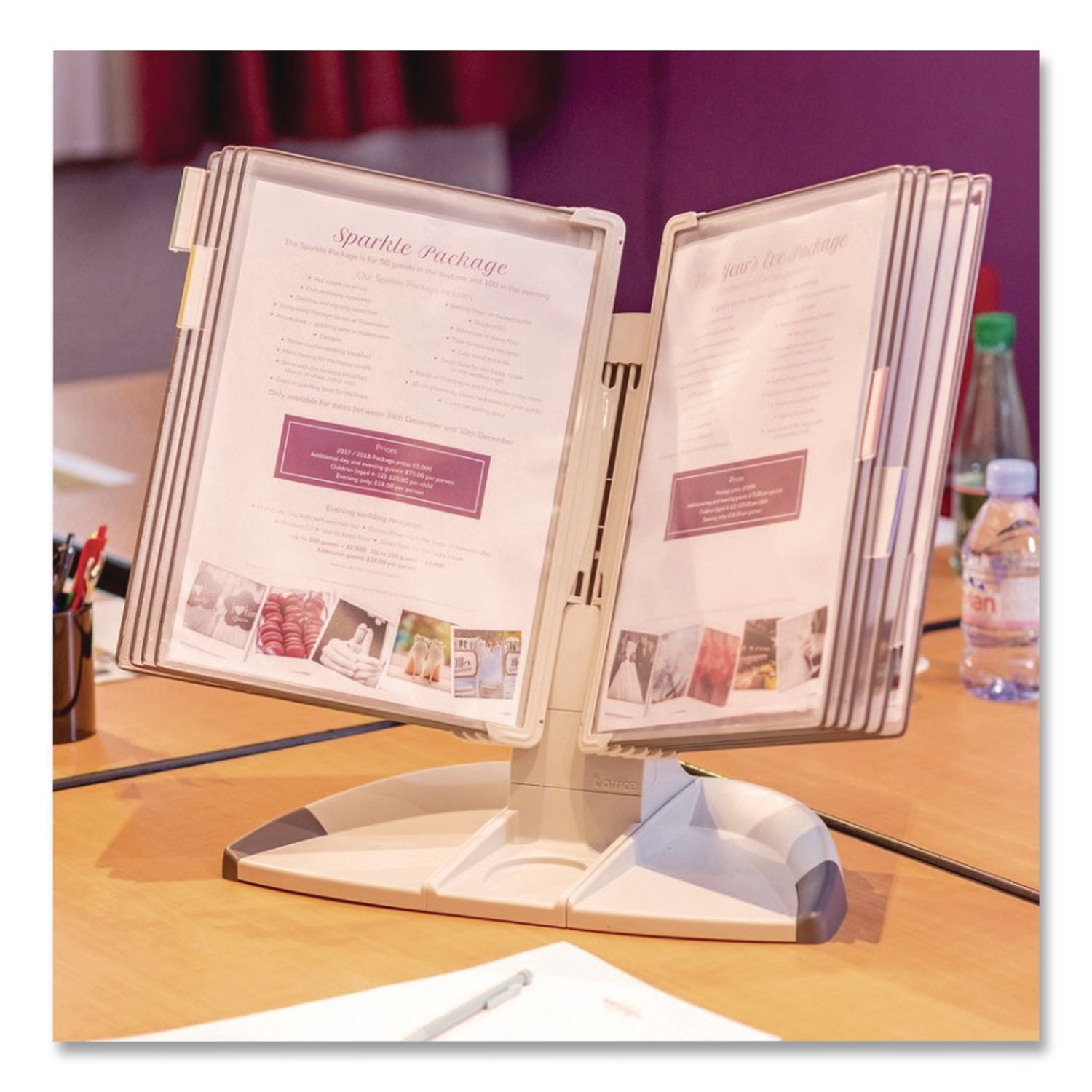Tarifold Modular Desktop Reference System - Desktop - 10 Panels - Removable Sleeves, Wire-reinforced - Grey - Polypropylene Panel - 1 Each