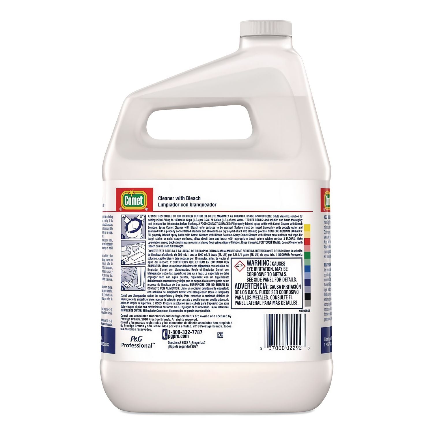 Cleaner with Bleach, Liquid, One Gallon Bottle, 3/Carton