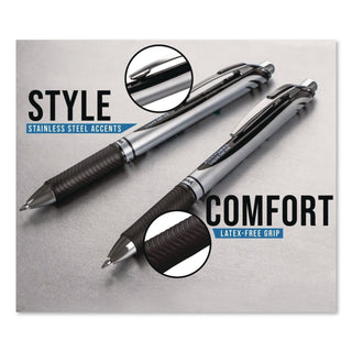 EnerGel RTX Gel Pen, Retractable, Medium 0.7 mm, Black Ink, Black/Gray Barrel, 6/Pack