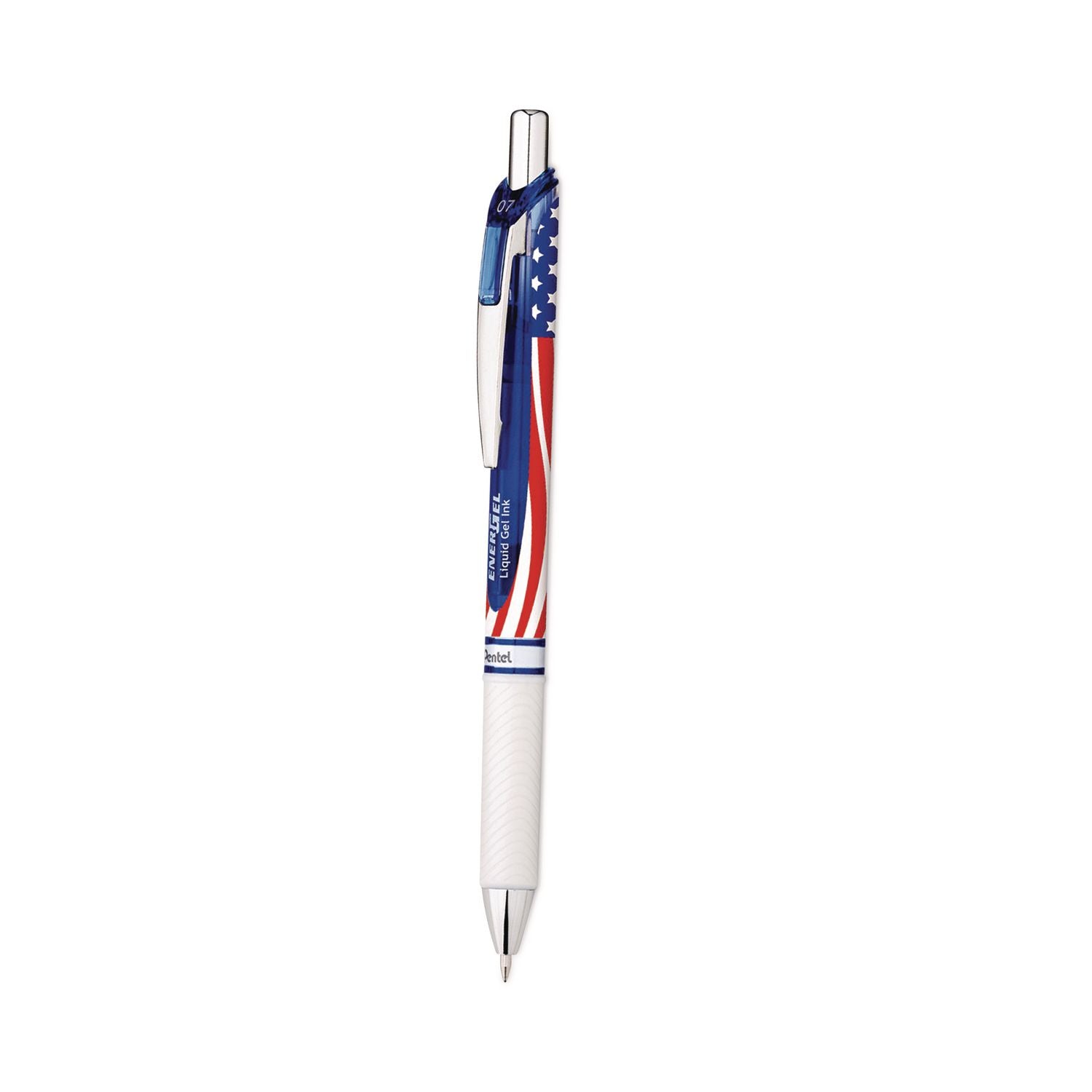 EnerGel RTX Stars and Stripes Gel Pen, Retractable, Medium 0.7 mm, Black Ink, Red/White/Blue Barrel, 3/Pack